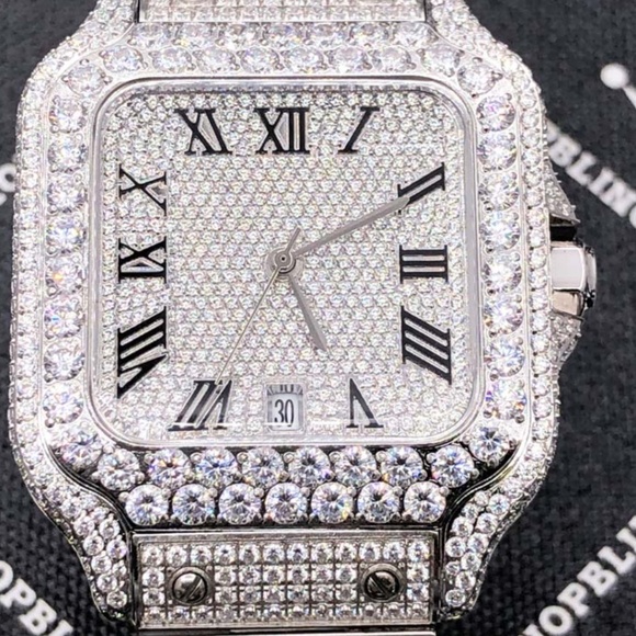 Hip Hop Bling - Moissanite VVS Iced Out Baller Square Steel Bust Down Watch - Picture 10 of 11